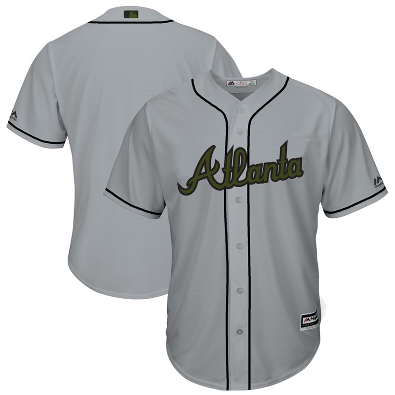 2017 Memorial Day Atlanta Braves Men Gray Cool Base Team Jersey