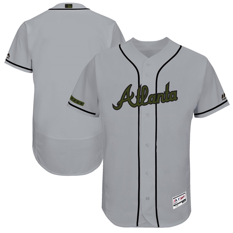 2017 Memorial Day Men Atlanta Braves Gray Flex Base Team Jersey