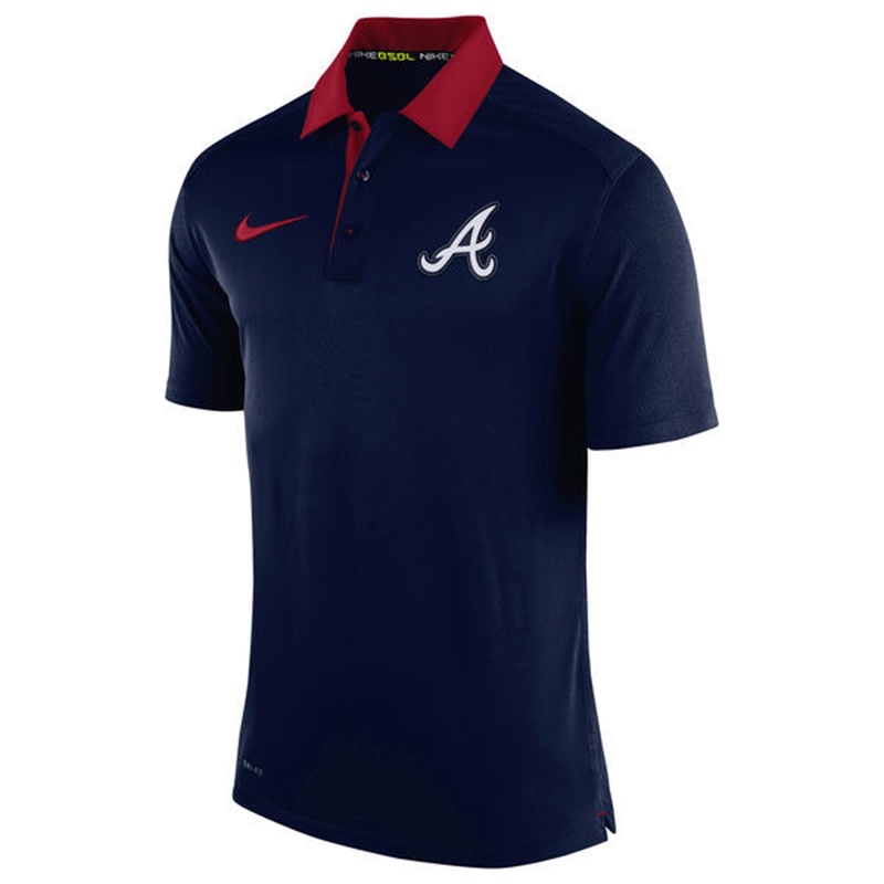 Men Atlanta Braves Navy Authentic Dri-FIT Elite Polo Shirt