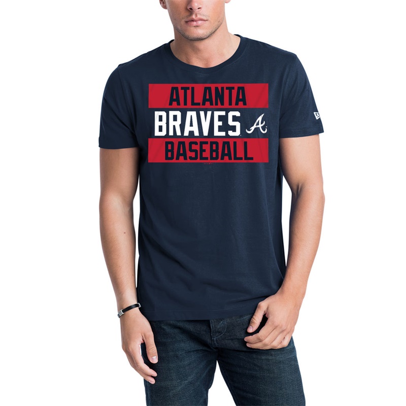 Men Atlanta Braves Navy Bars Jersey T-Shirt