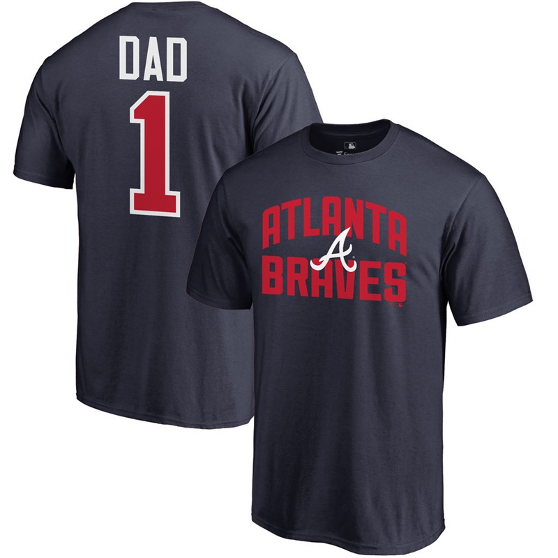 Men Big & Tall Atlanta Braves Dad #1 Navy T-Shirt