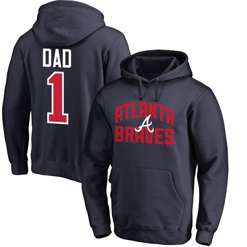 Men Atlanta Braves Navy Father's Day Dad #1 Pullover Hoodie