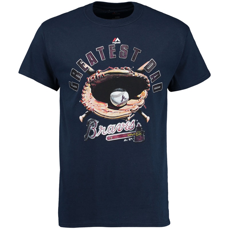 Men Greatest Dad II Atlanta Braves Navy T-Shirt