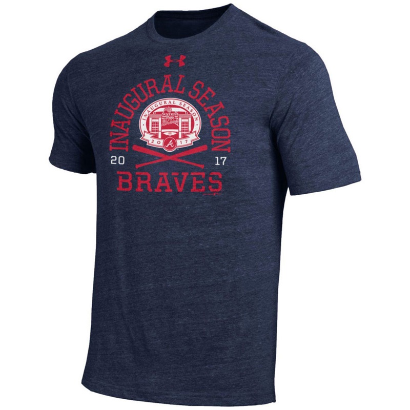 Men Atlanta Braves Navy Inaugural Season Bats Triblend T-Shirt