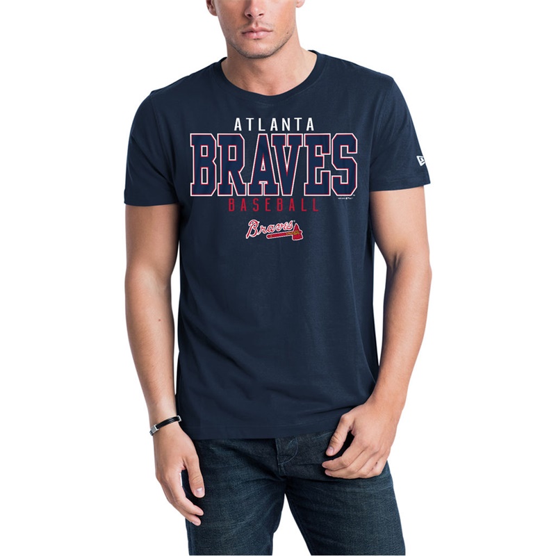 Men Atlanta Braves Navy Jersey T-Shirt