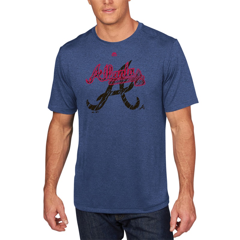 Men Atlanta Braves Navy Razoredge T-Shirt