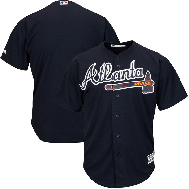 Men Atlanta Braves Navy Replica Alternate Team Jersey