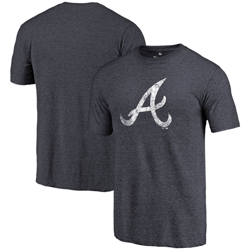 Men Atlanta Braves Tri-Blend Distressed Team Navy T-Shirt