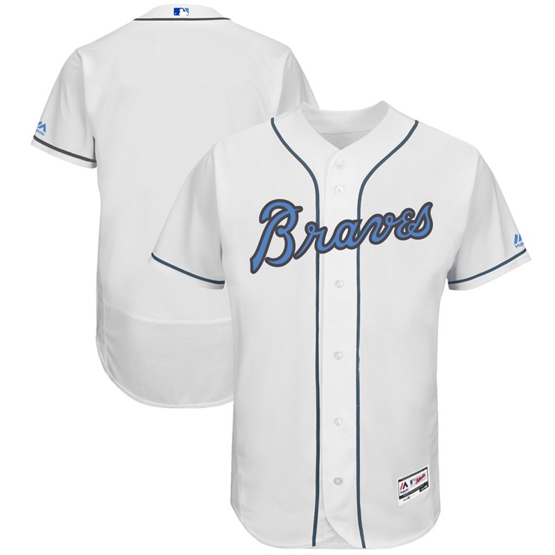 2017 Father's Day Men Atlanta Braves White Flex Base Team Jersey