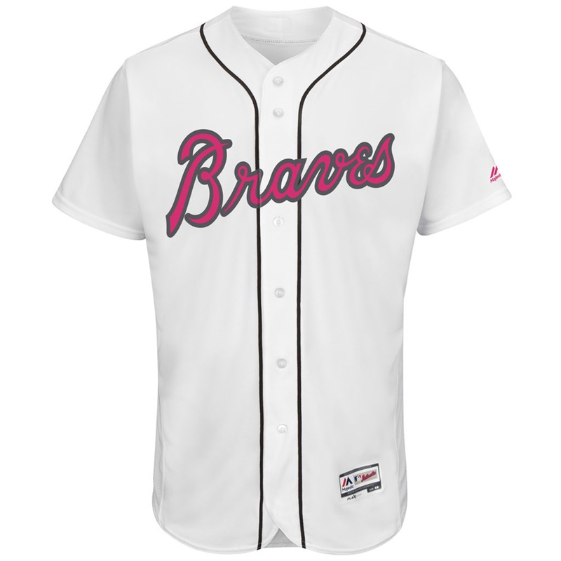 2017 Mother's Day Men Atlanta Braves White Flex Base Team Jersey