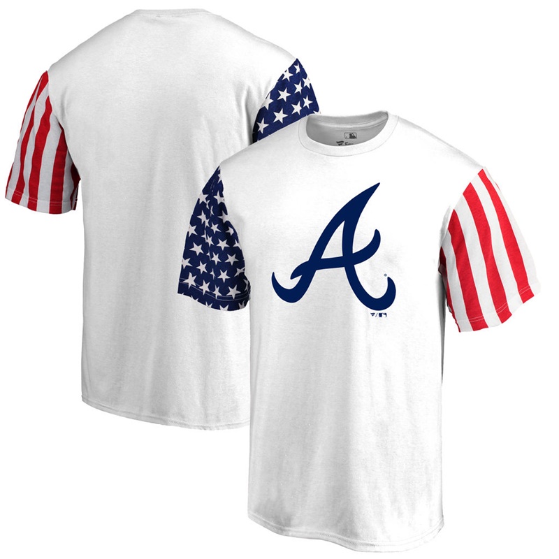 Atlanta Braves White Stars & Stripes T-Shirt -  Men