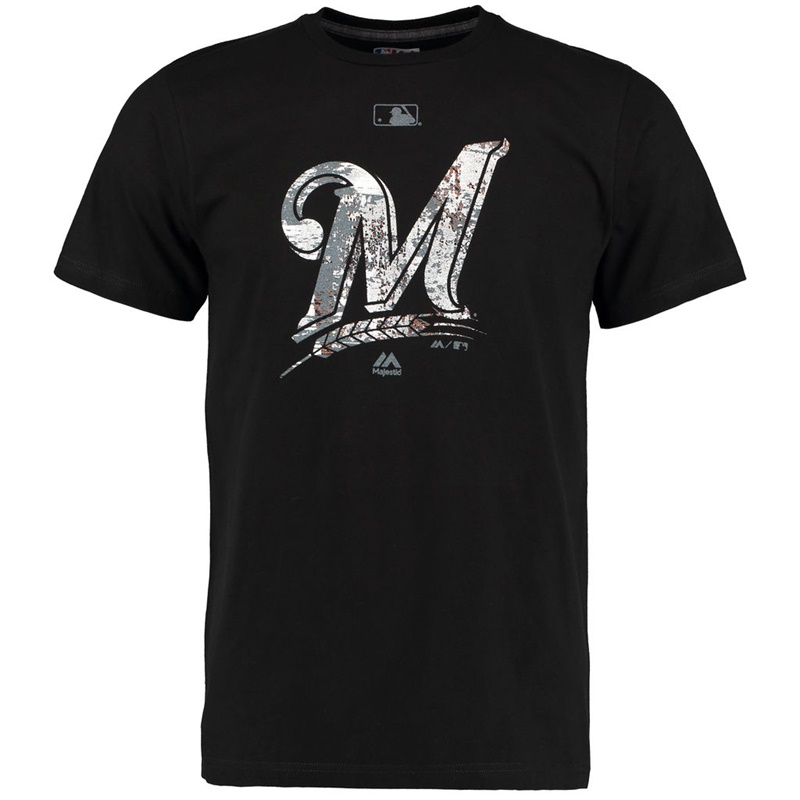 Milwaukee Brewers Black Clubhouse Fashion Foil T-Shirt -  Men