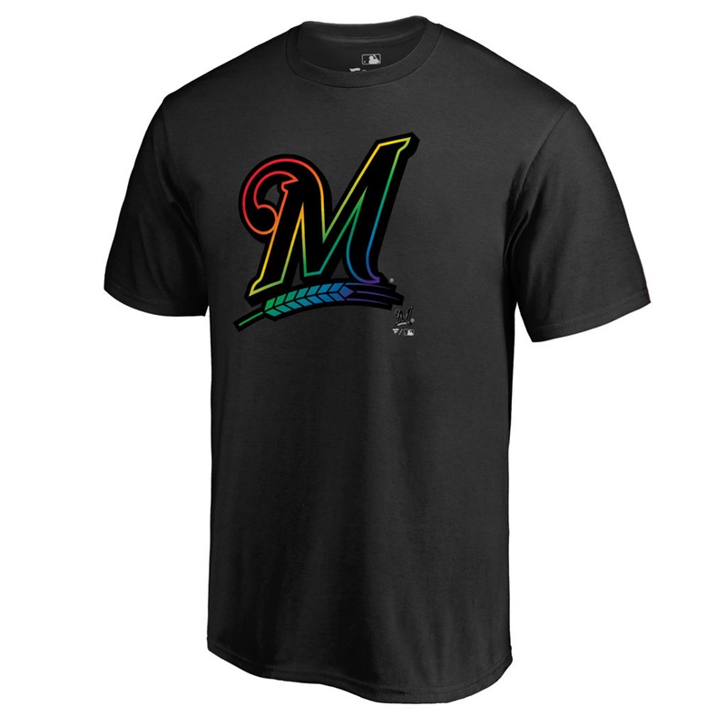 Men Milwaukee Brewers Pride Big & Tall Black T-Shirt