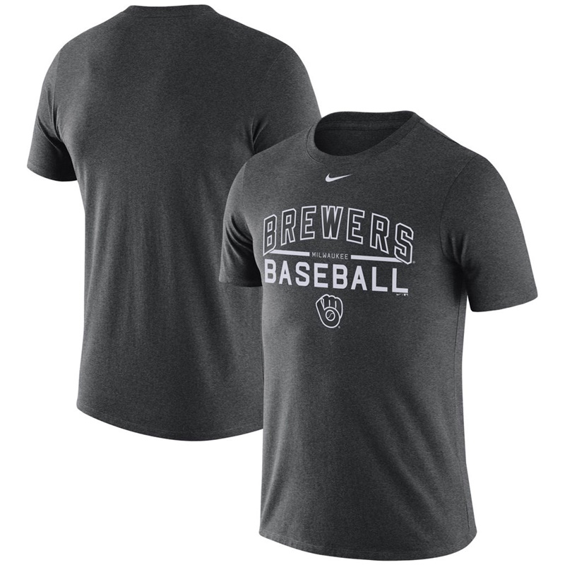 Men Milwaukee Brewers Charcoal Practice T-Shirt