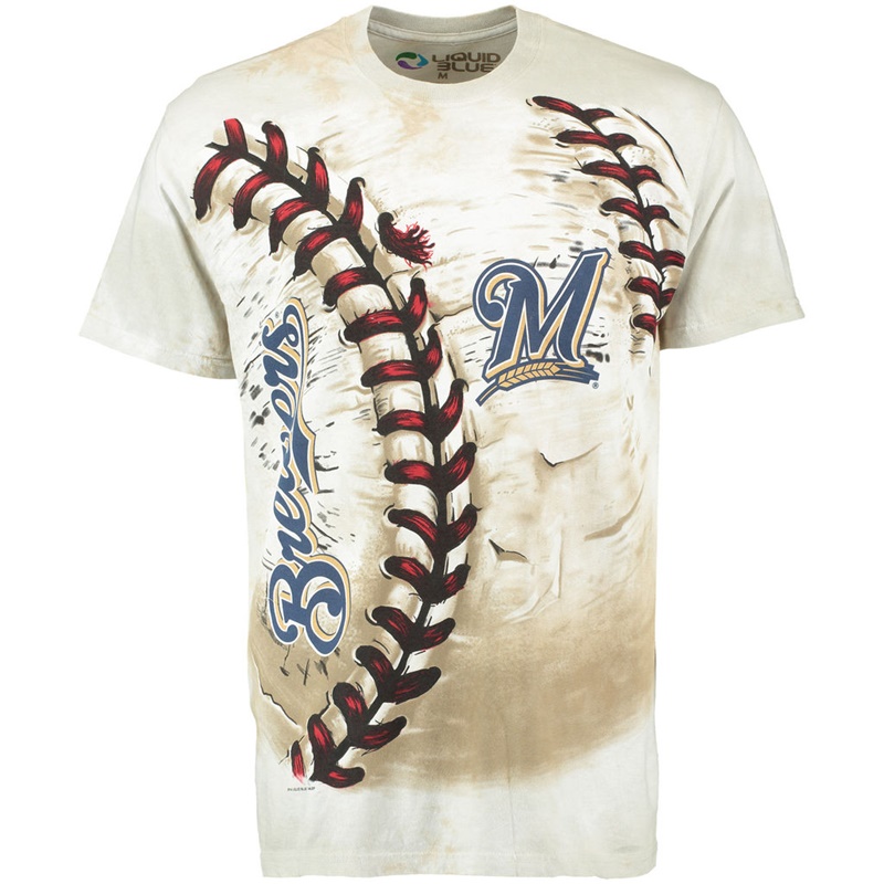 Men Milwaukee Brewers Hardball Tie-Dye Cream T-Shirt