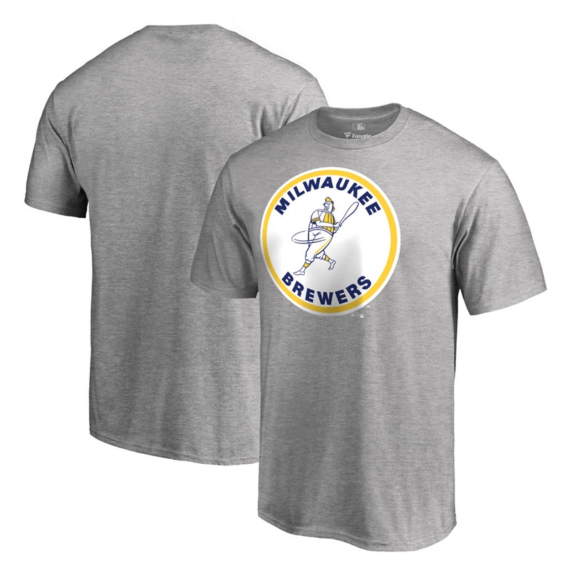 Men Milwaukee Brewers Gray Cooperstown Collection Forbes T-Shirt