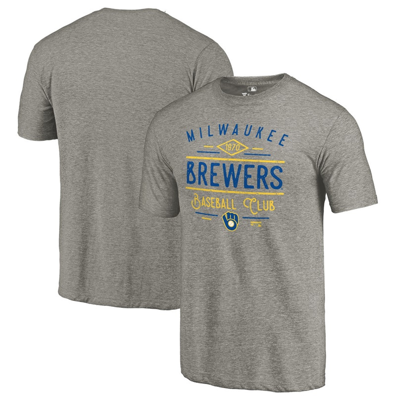 Milwaukee Brewers Gray Tri-Blend Doubleday T-Shirt - Men