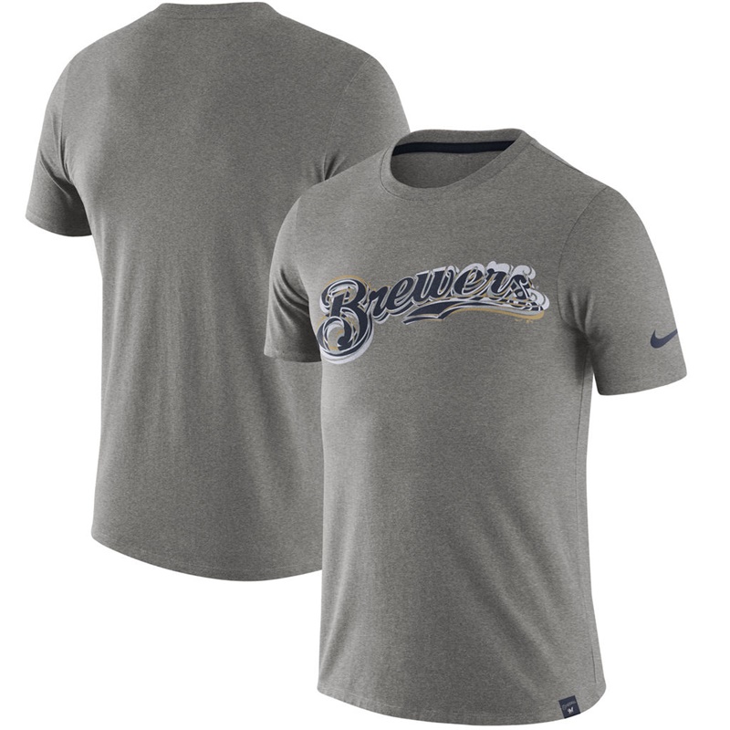 Men Milwaukee Brewers Heathered Gray Marled T-Shirt