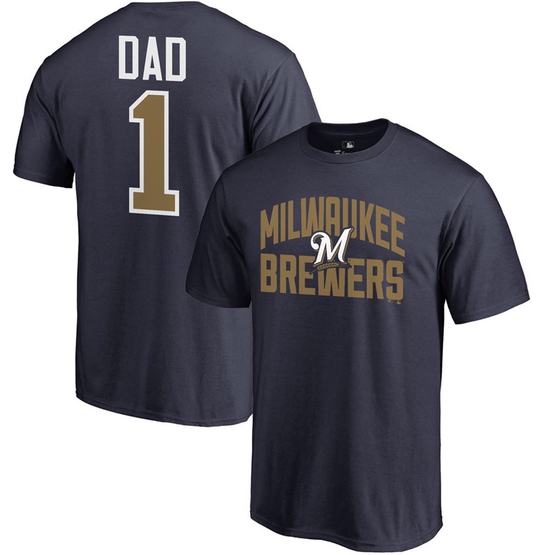 Men Big & Tall Milwaukee Brewers Dad #1 Navy T-Shirt