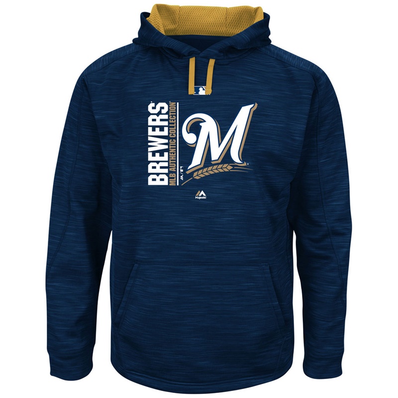 Men Milwaukee Brewers Navy Big & Tall Team Icon Streak Pullover Hoodie