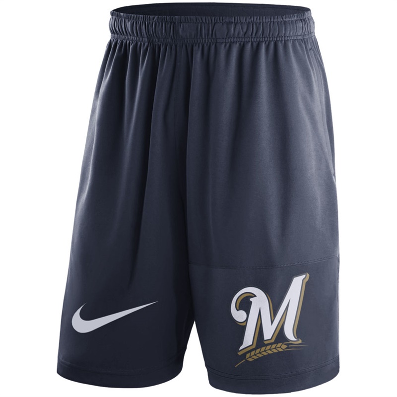 Men Milwaukee Brewers Navy Dry Fly Shorts