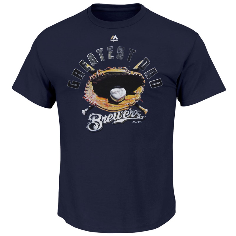 Men Greatest Dad II Milwaukee Brewers Navy T-Shirt