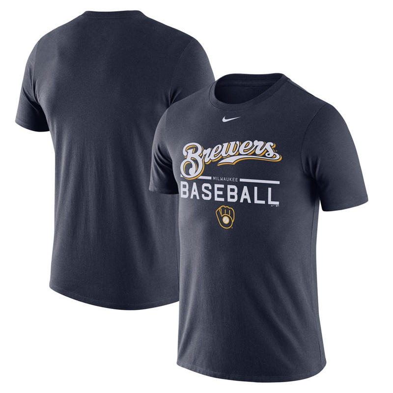 Men Milwaukee Brewers Navy Practice T-Shirt