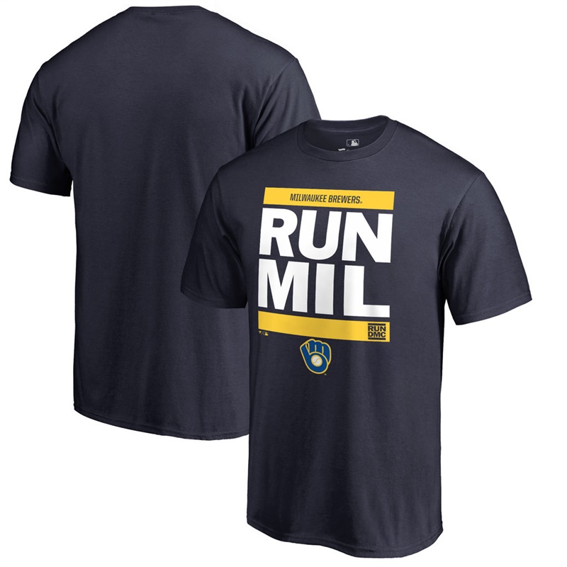 Men Milwaukee Brewers Navy RUN CTY T-Shirt