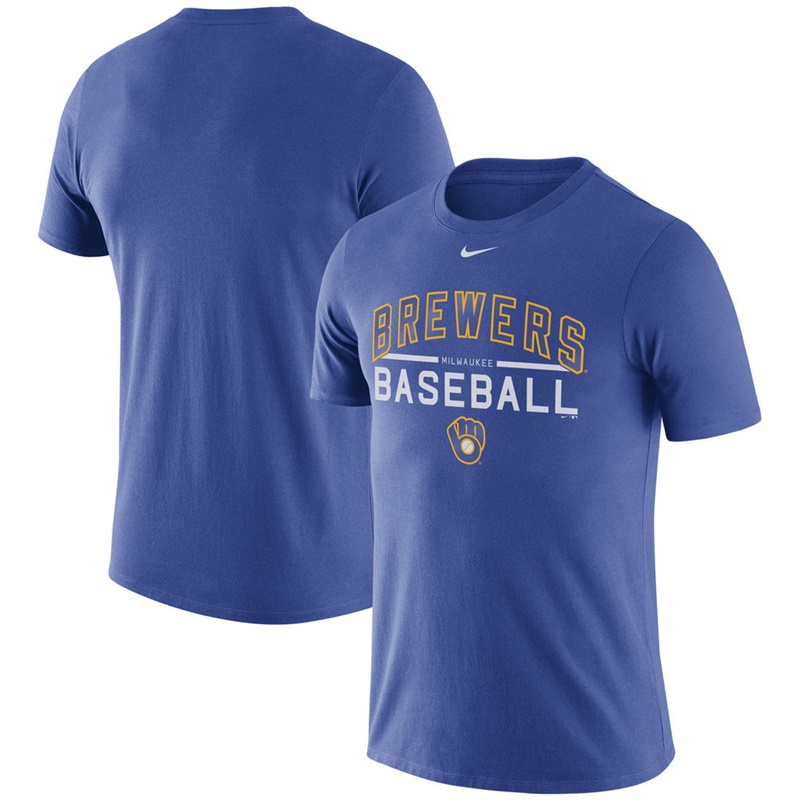 Men Milwaukee Brewers Royal Practice T-Shirt