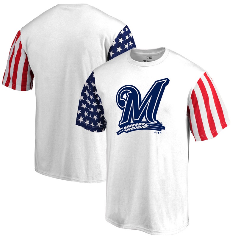 Milwaukee Brewers White Stars & Stripes T-Shirt -  Men