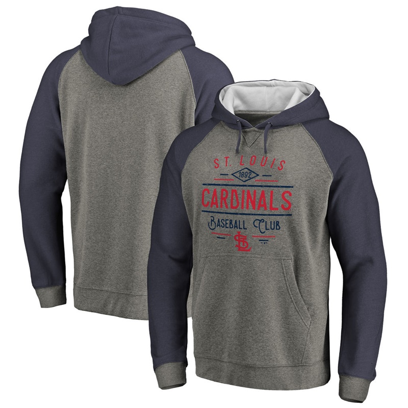 Men St. Louis Cardinals Ash Tri-blend Doubleday Raglan Pullover Hoodie