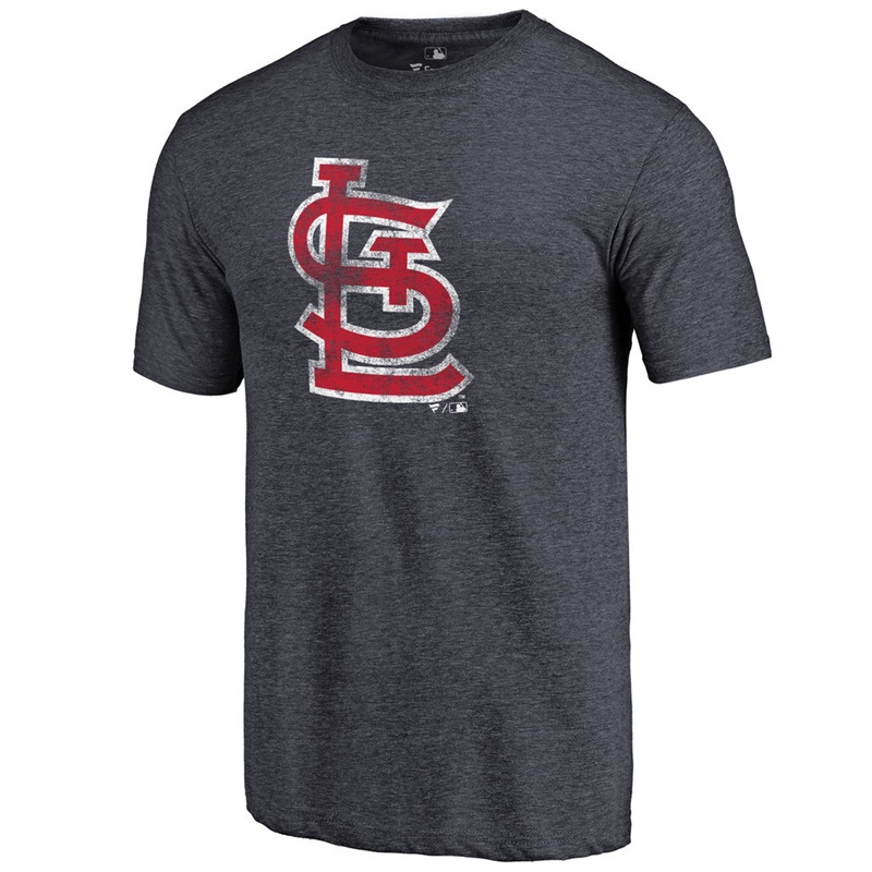 Men St. Louis Cardinals Tri-Blend Distressed Team Navy T-Shirt