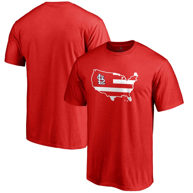 St. Louis Cardinals Red Broad Stripes T-Shirt- Men