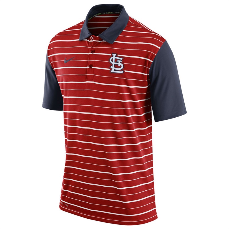 Men St. Louis Cardinals Red Dri-FIT Stripe Polo Shirt