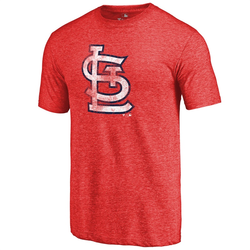 Men St. Louis Cardinals Tri-Blend Distressed Team Red T-Shirt