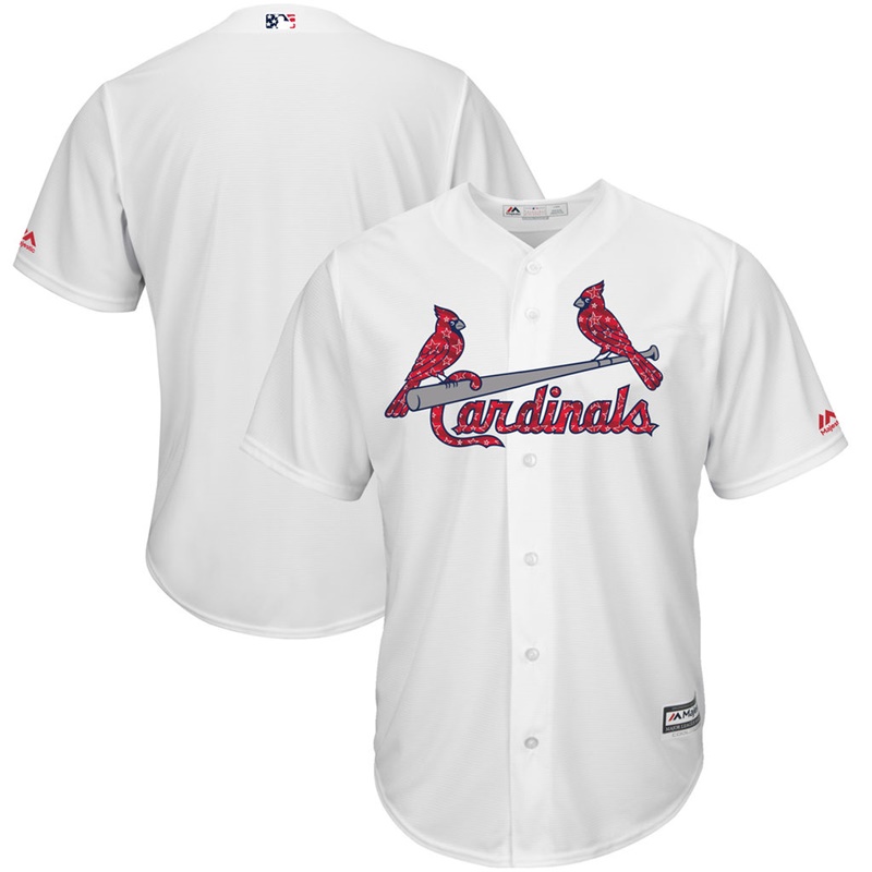 Men St. Louis Cardinals Independence Day White 2017 Stars & Stripes Cool Base Team Jersey