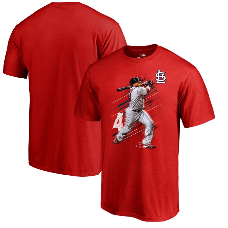 Men St. Louis Cardinals Yadier Molina Fanatics Branded Fade Away Red T-Shirt