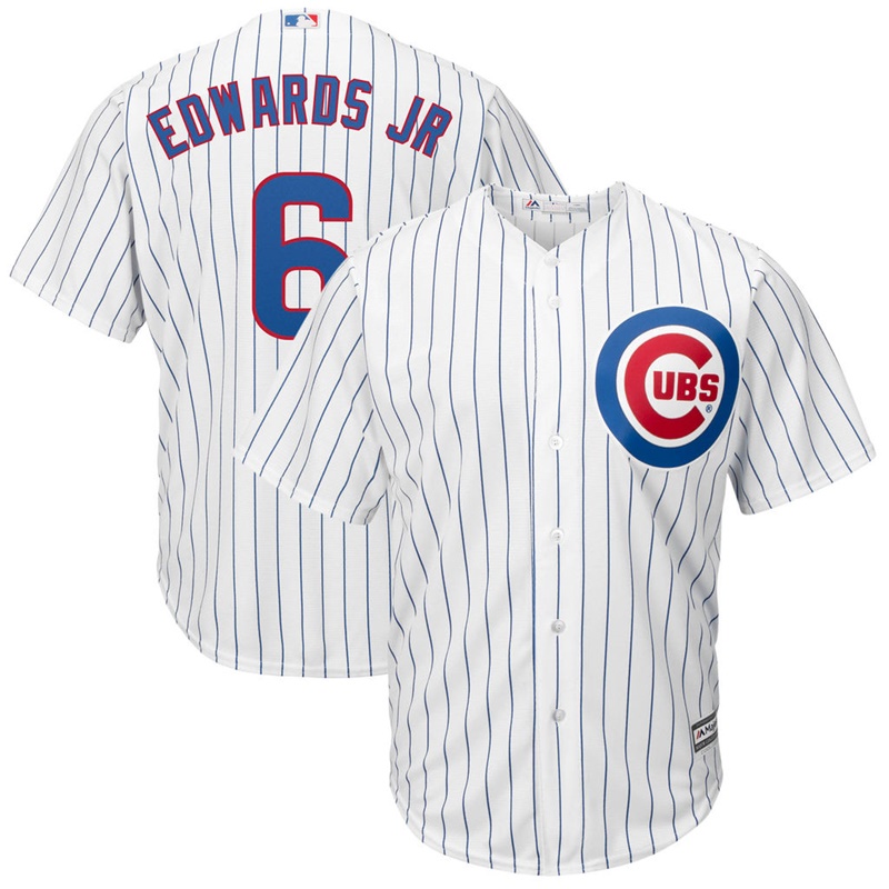 Men Carl Edwards Jr. #6 Chicago Cubs Replica Home White Cool Base Jersey