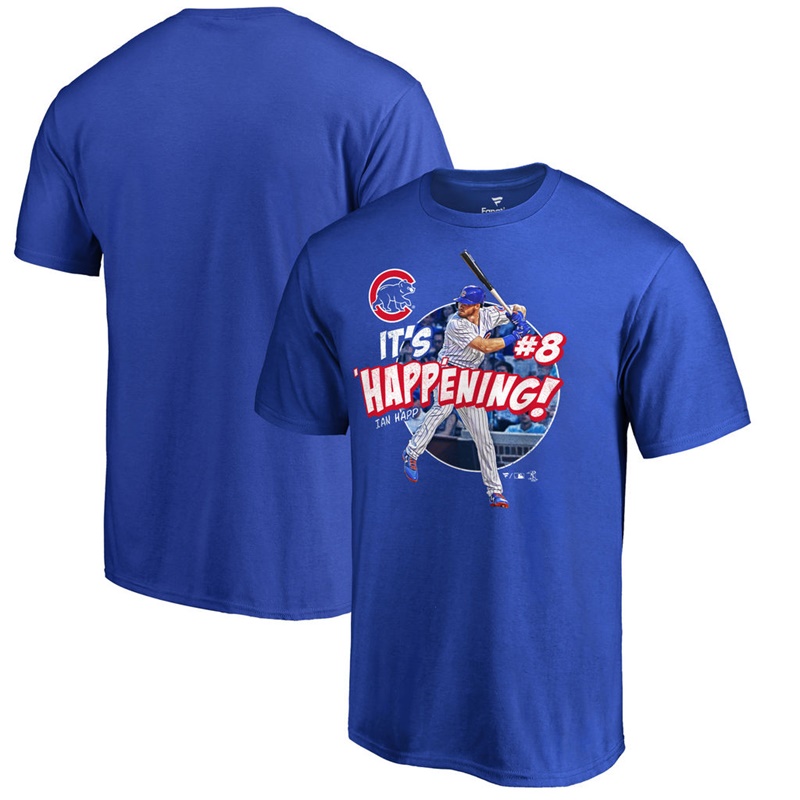 Men Chicago Cubs Ian Happ Royal Happening T-Shirt