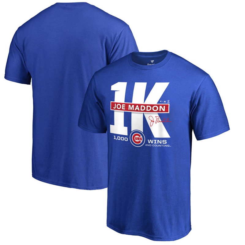 Men Chicago Cubs Joe Maddon Royal 1K Wins T-Shirt