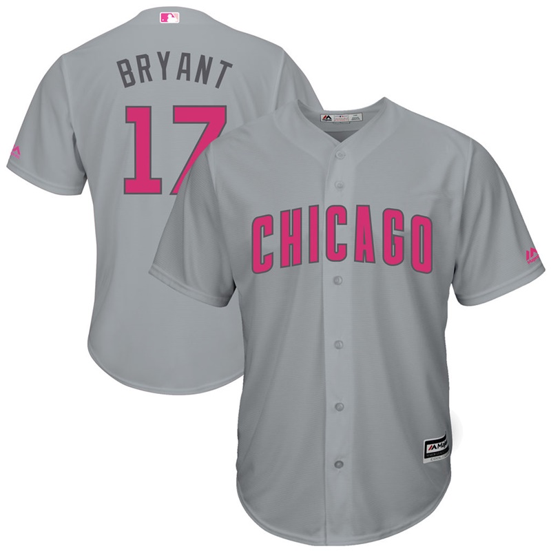 Men 2017 Mother's Day Chicago Cubs #17 Kris Bryant Gray Cool Base Jersey