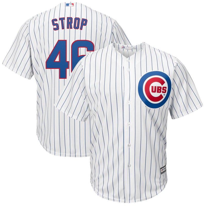 Men Pedro Strop #46 Chicago Cubs Replica Home White Cool Base Jersey