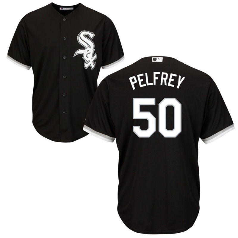 Men Chicago White Sox #50 Mike Pelfrey Alternate Black Cool Base Jersey