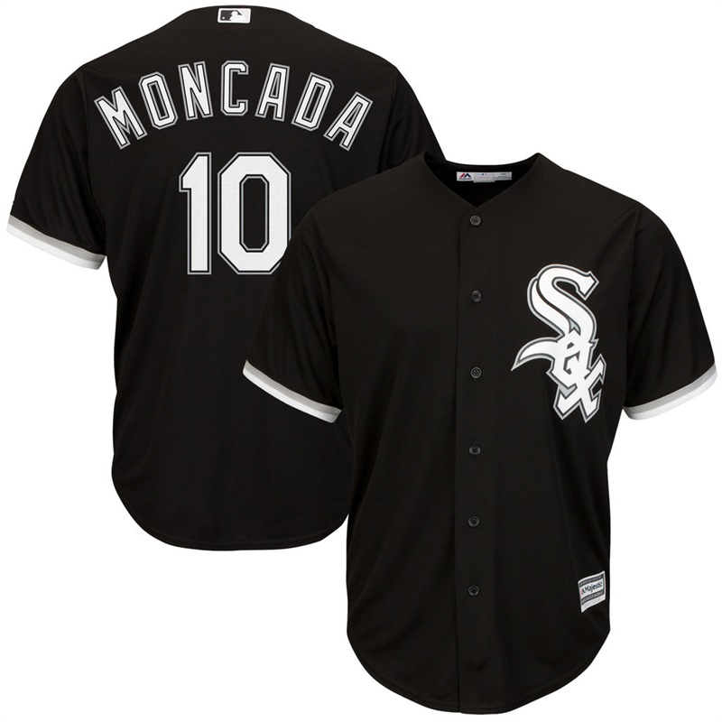 Men Chicago White Sox #10 Yoan Moncada Replica Alternate Black Cool Base Jersey