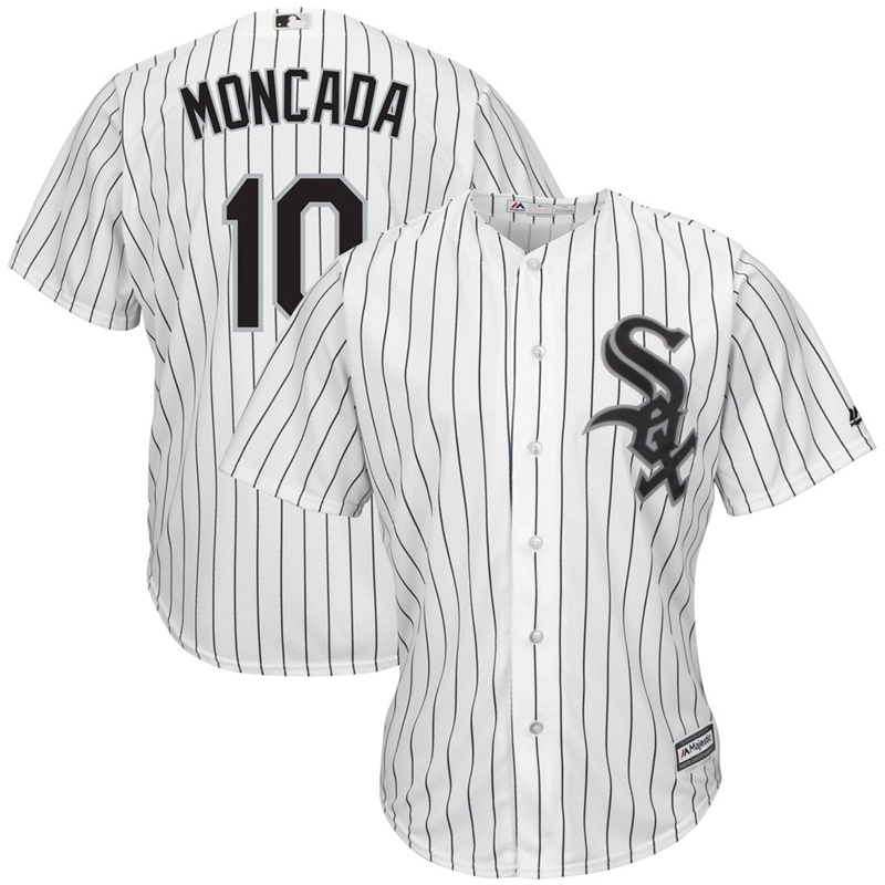 Men Chicago White Sox #10 Yoan Moncada Replica Home White Cool Base Jersey