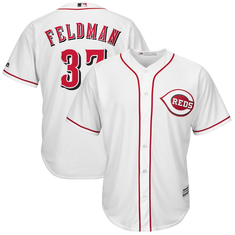 Men Scott Feldman #37 Cincinnati Reds Replica Home White Cool Base Jersey