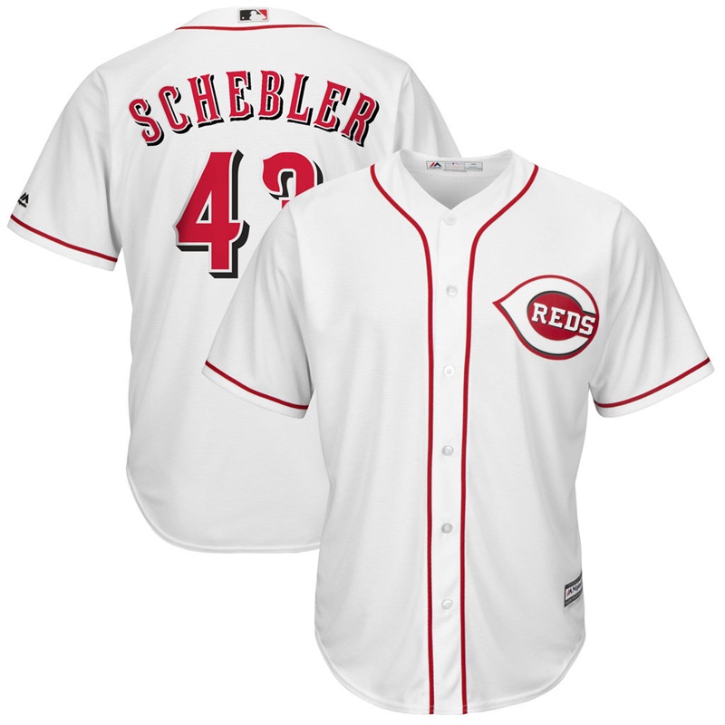 Men Scott Schebler #43 Cincinnati Reds Replica Home White Cool Base Jersey