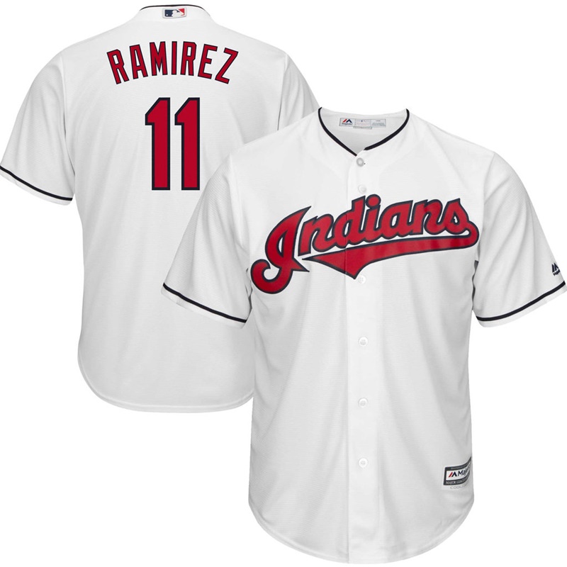 Men Cleveland Indians #11 Jose Ramirez Home White Cool Base Jersey