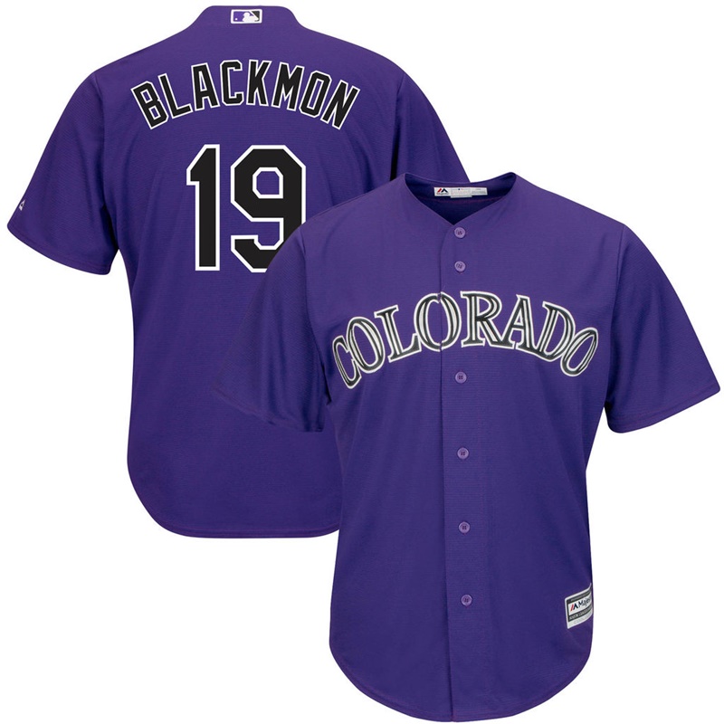 Men Colorado Rockies #19 Charlie Blackmon Replica Alternate Purple Cool Base Jersey