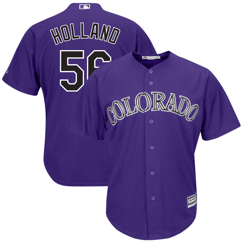 Men Greg Holland #56 Colorado Rockies Replica Alternate Purple Cool Base Jersey